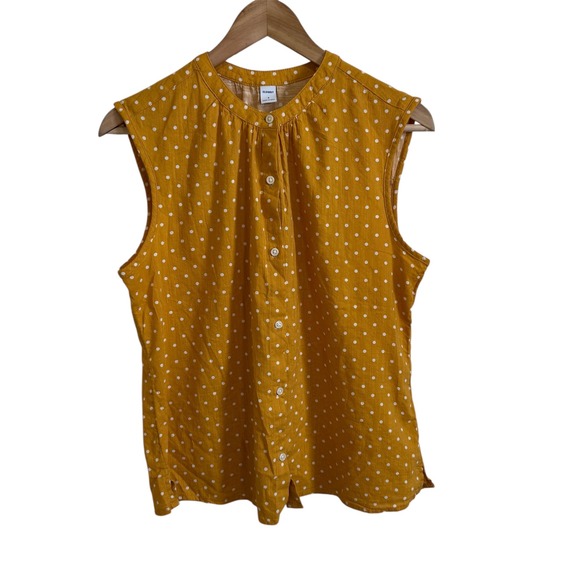 Old Navy Women's Sleeveless Button Front Top Yellow Polka Dot Blouse Size S - Picture 1 of 8